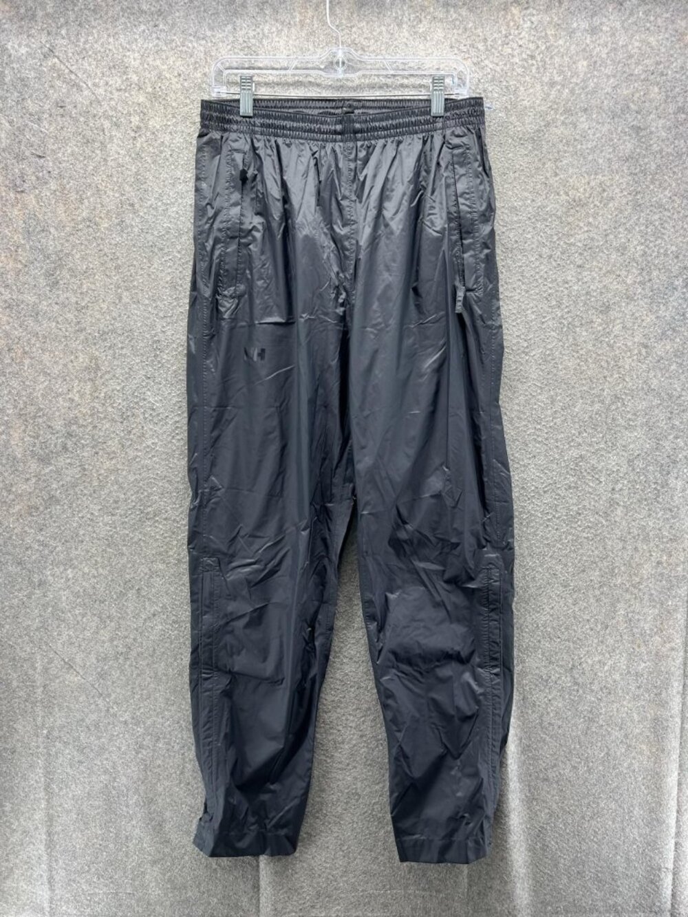 Helly Hansen Rain Pants Mens Medium Black Woven Elastic Waist Water Resistant